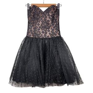 Jessica McClintock Gunne Sax Y2k Floral Lace Corset Tutu Mini Dress 5/6